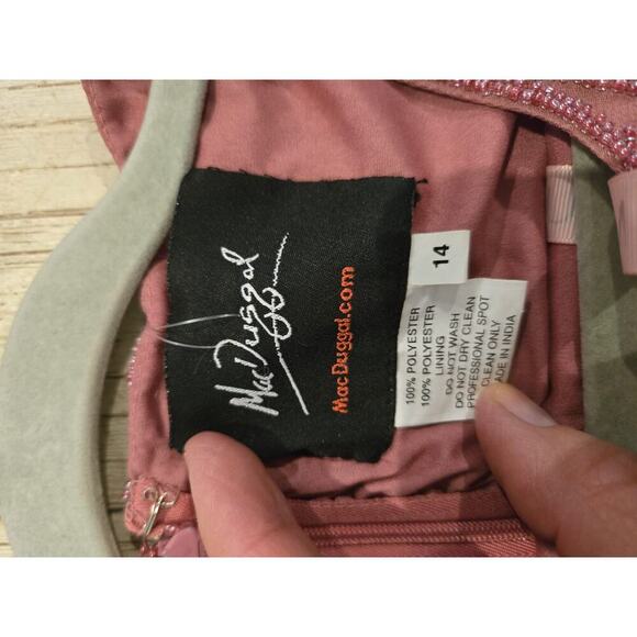 Mac Duggal Women's Pink Sequin Midi Sheath Dress Size 14 Formal Mother of Bride - Picture 12 of 13